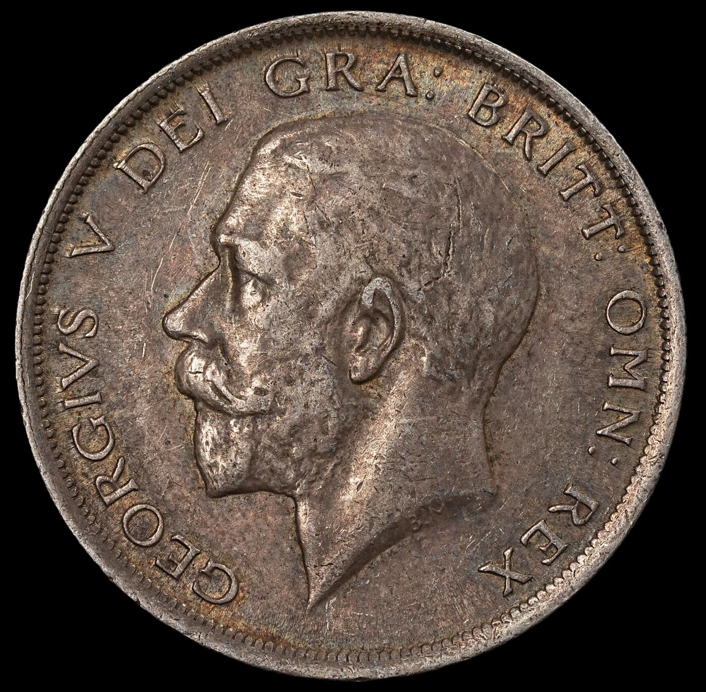 修遠堂世界钱币第一百期 1919年英国1/2克朗银币 老包浆带光 14.11g，925银