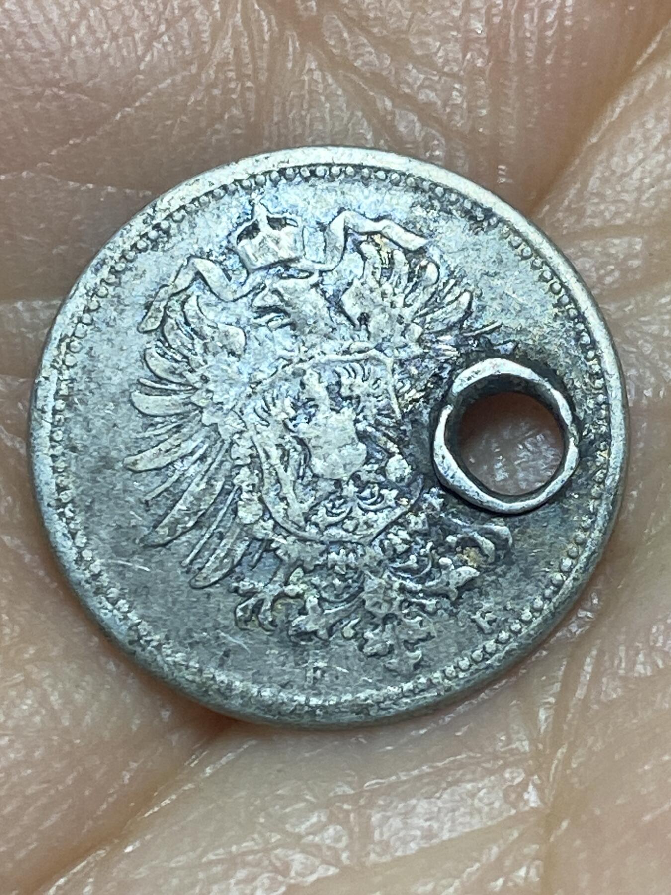 2026年第三场(总第一百七十二场）外国好品散币场(免佣金) 打孔–德意志帝国1875年20芬尼银币(威廉一世时期，F标斯图加特造，900高银)