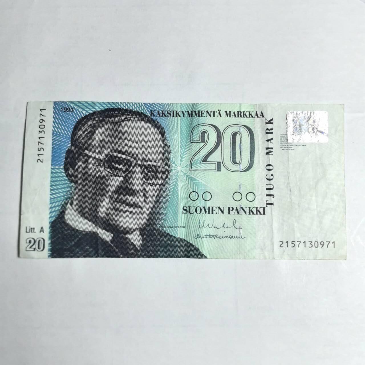 各国外币第106期 无佣金 芬兰20马克尾71（签名3）