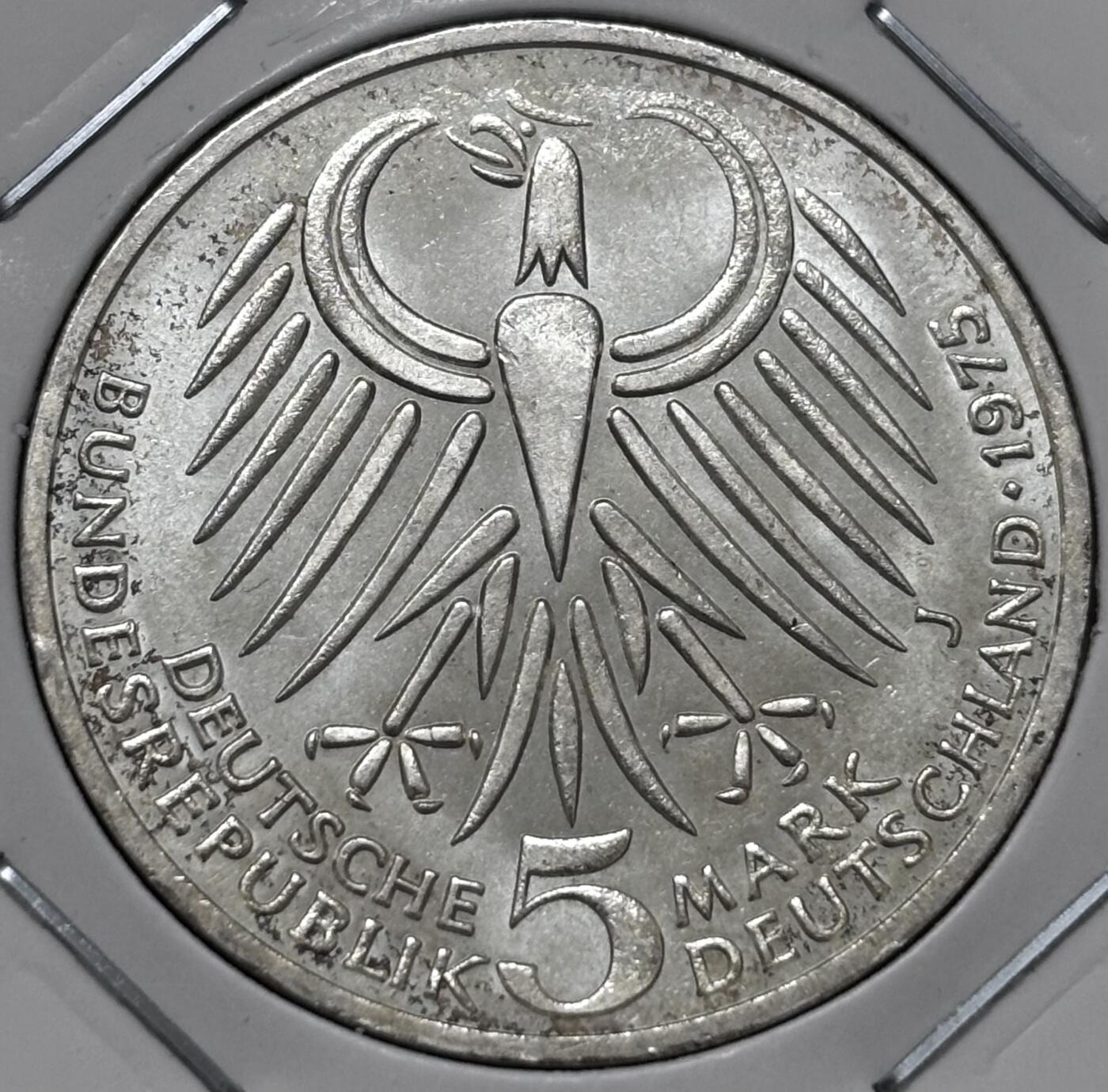 文馨钱币收藏 迎新纳福2026新年第一场（第 287 场）金银老铜币拍卖 原光品相 1975 年德国弗里德里希艾伯特逝世 50 周年纪念日 5 马克纪念银币 11.2 克 625 银，品相可评级