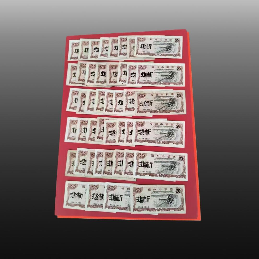 程曦曙光-安欣 各类粮票（全国票1斤一張，5斤一张(有损)共2张，福建票3斤15张，5斤8张，共23张，福州票20斤44張，福州季度票24張，总计92張）