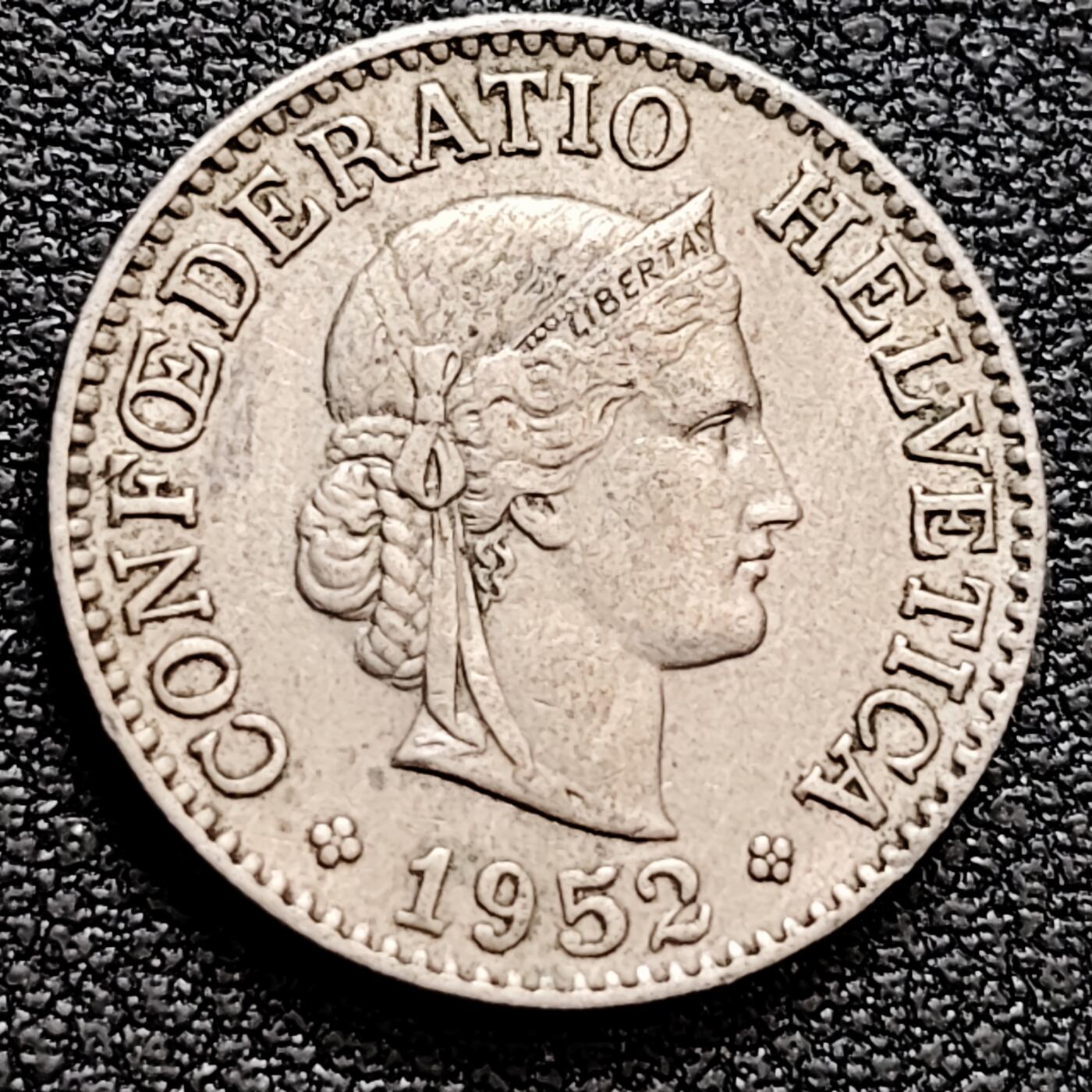 泉币菌-第160场-新年第三场 精品福利场 1952年  瑞士10生丁10分女神 19mm