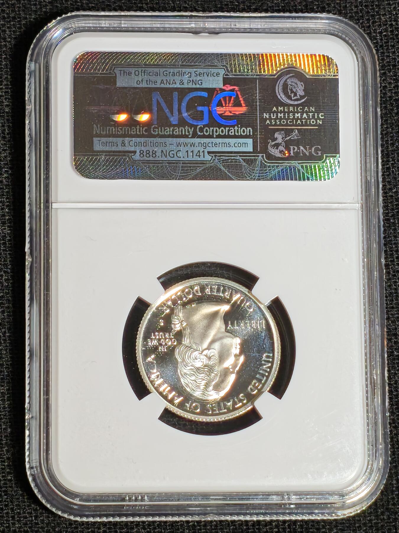 刘世昌艺术品销售中心～虎踞龙蟠*金杨在线联拍群第513期 美国2000年“50州纪念币～新罕布尔州”25美分纪念银币（NGC PF69UC 串号：3772941-228）1枚。