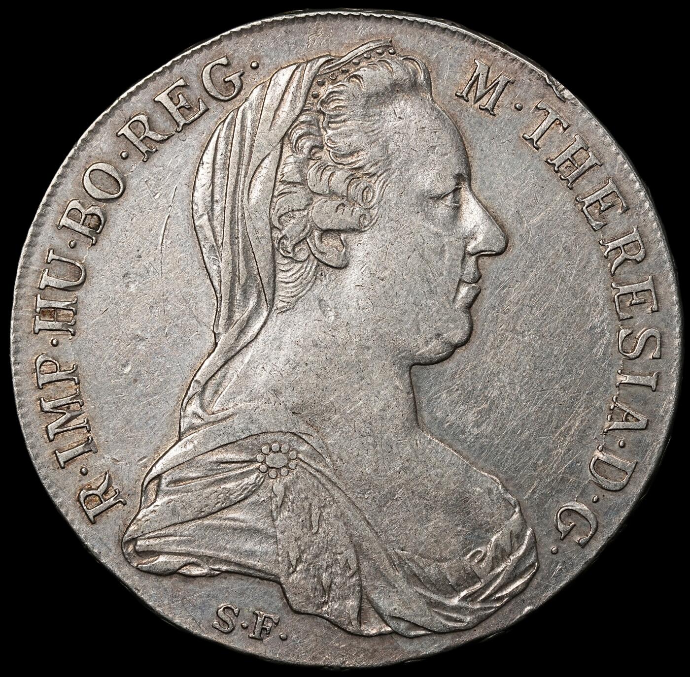 修遠堂世界钱币第一百期 1780年神罗大奶妈泰勒大银币 早期后铸版 ，27.91g，含银83.3%