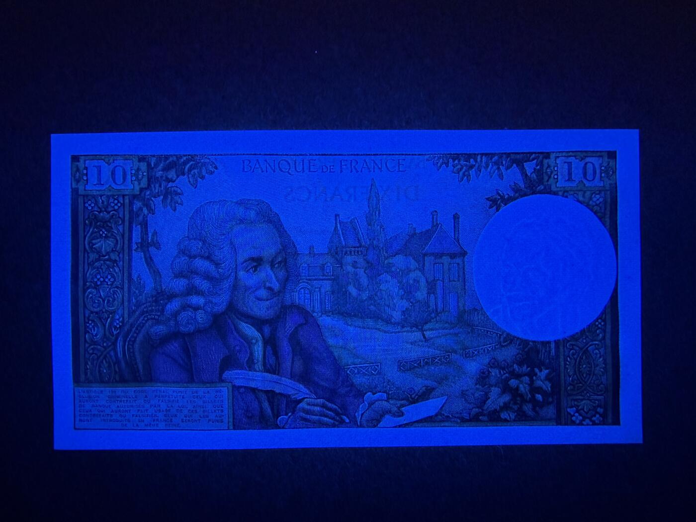 《艾美收藏》第227期-1.3周六外币黄金场-马年首拍 法国10法郎 UNC 1971年 法国作家伏尔泰