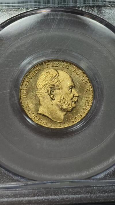 PCGS-MS65德国1872年普鲁士威廉一世10马克金币