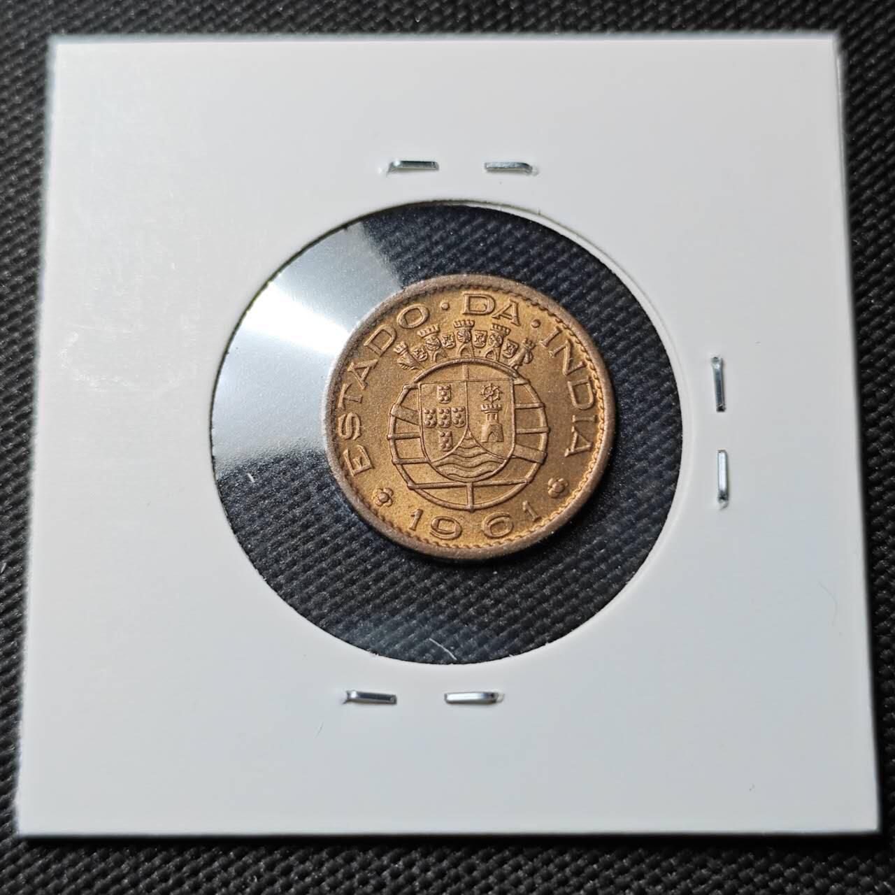 KK钱币收藏小铺  第383期  2月预留时间 周末发货  1961葡属印度10分铜币 好品