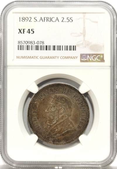 博洋堂“岁启嘉年”2026新年精品大拍专场暨第155期（全场包邮） - NGC XF45 南非德兰士瓦1897年半克朗2.5先令银币 原味黑彩