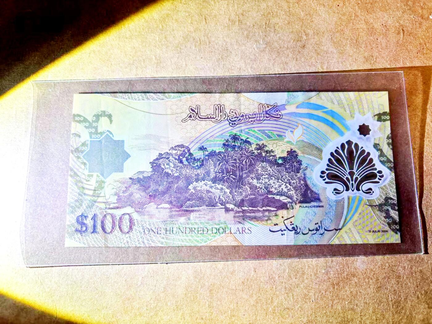 【Blue Auction】世界纸币精拍第771期——18级TOP拍卖/信誉/品质/专业/高效💫 【D/1首发冠少见】文莱 100林吉特 塑料钞 VF品相