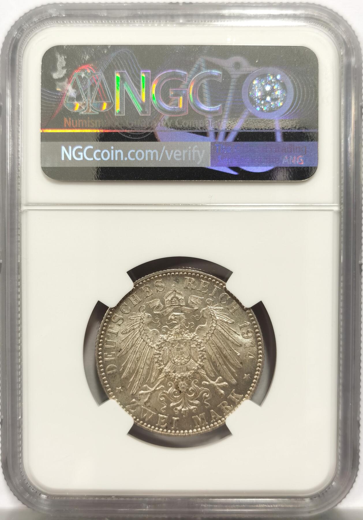 博洋堂“岁启嘉年”2026新年精品大拍专场暨第155期（全场包邮） NGC MS63 德国巴伐利亚1914年路德维希三世2马克银币 少见品种面值