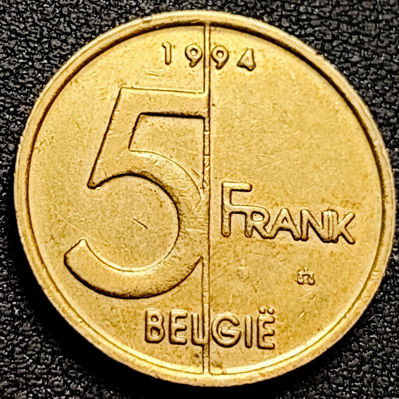 泉币菌-第160场-新年第三场 精品福利场 比利时5法郎 铜币人头版 24mm