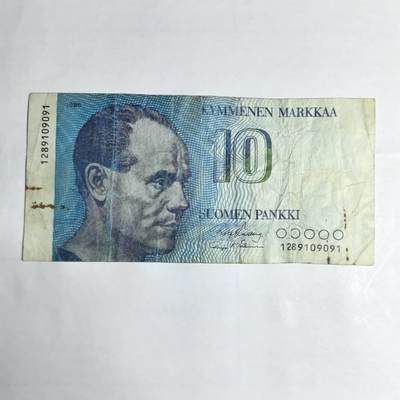 各国外币第106期 无佣金 - 芬兰10马克尾91（签名8）