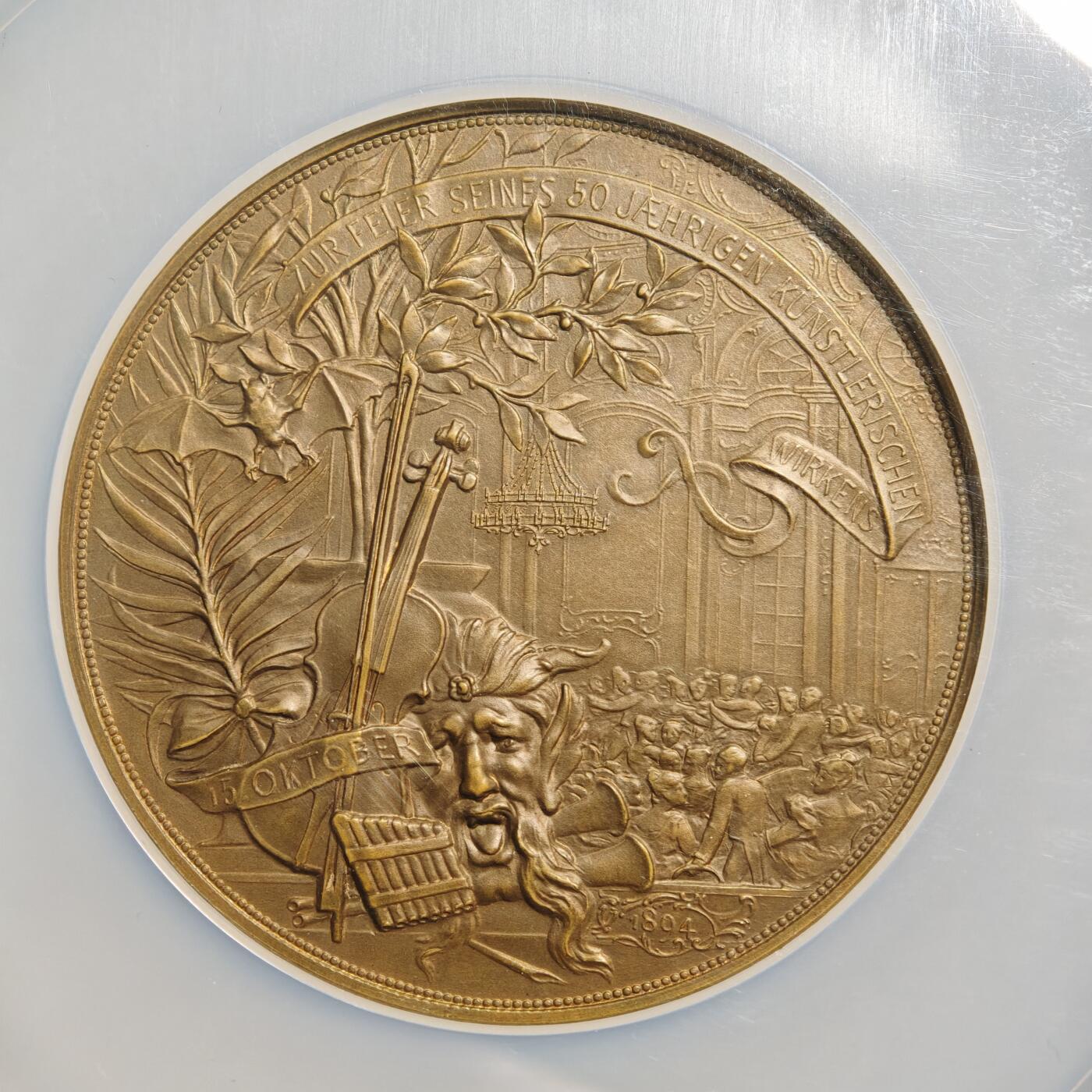 【德藏】世界币章拍卖第160期 1825年奥地利音乐家约翰施特劳斯大铜章 名家沙夫作品 NGC MS65 顶级品相状态 