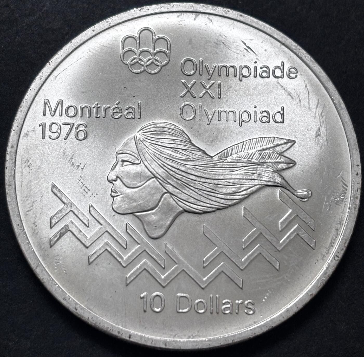 文馨钱币收藏 迎新纳福2026新年第一场（第 287 场）金银老铜币拍卖 原光品相 1975 年加拿大蒙特利尔第 21 届夏季奥林匹克运动会跨栏系列 10 元大型纪念银币 48.6 克 925 高银，品相可评级