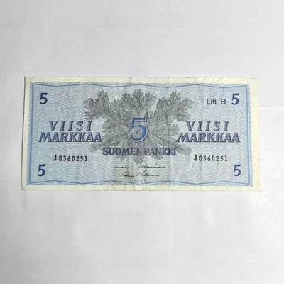 各国外币第106期 无佣金 - 芬兰5马克尾51（签名2）