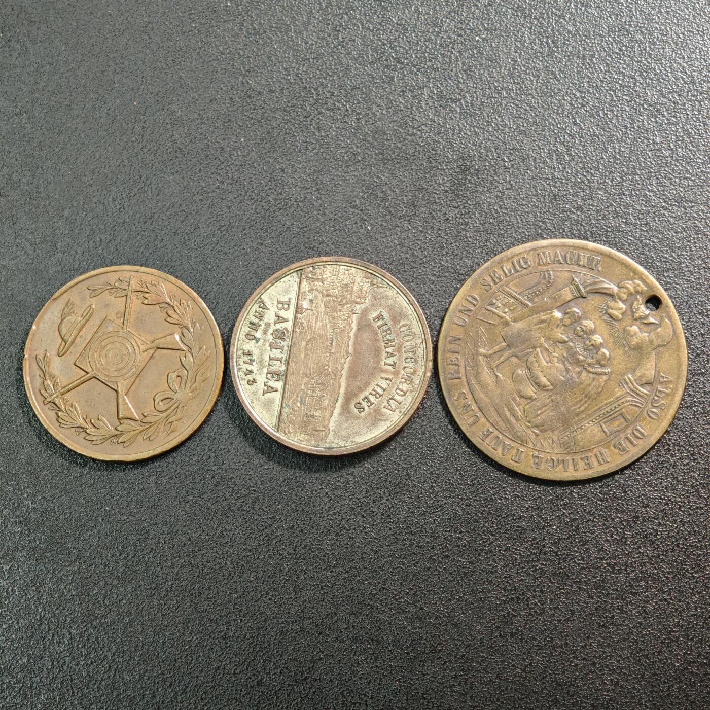 【德藏】世界币章拍卖第160期 3枚一组 射击节奖章纪念铜章 个别吊环去除 详细尺寸请看拍品介绍