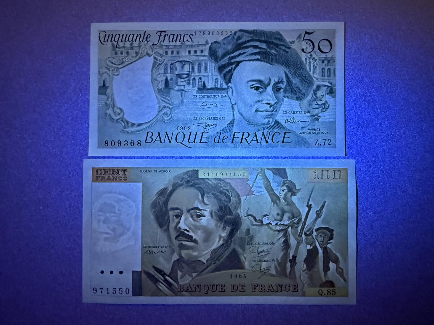 《艾美收藏》第227期-1.3周六外币黄金场-马年首拍 法国50、100法郎2张 UNC 全程无4