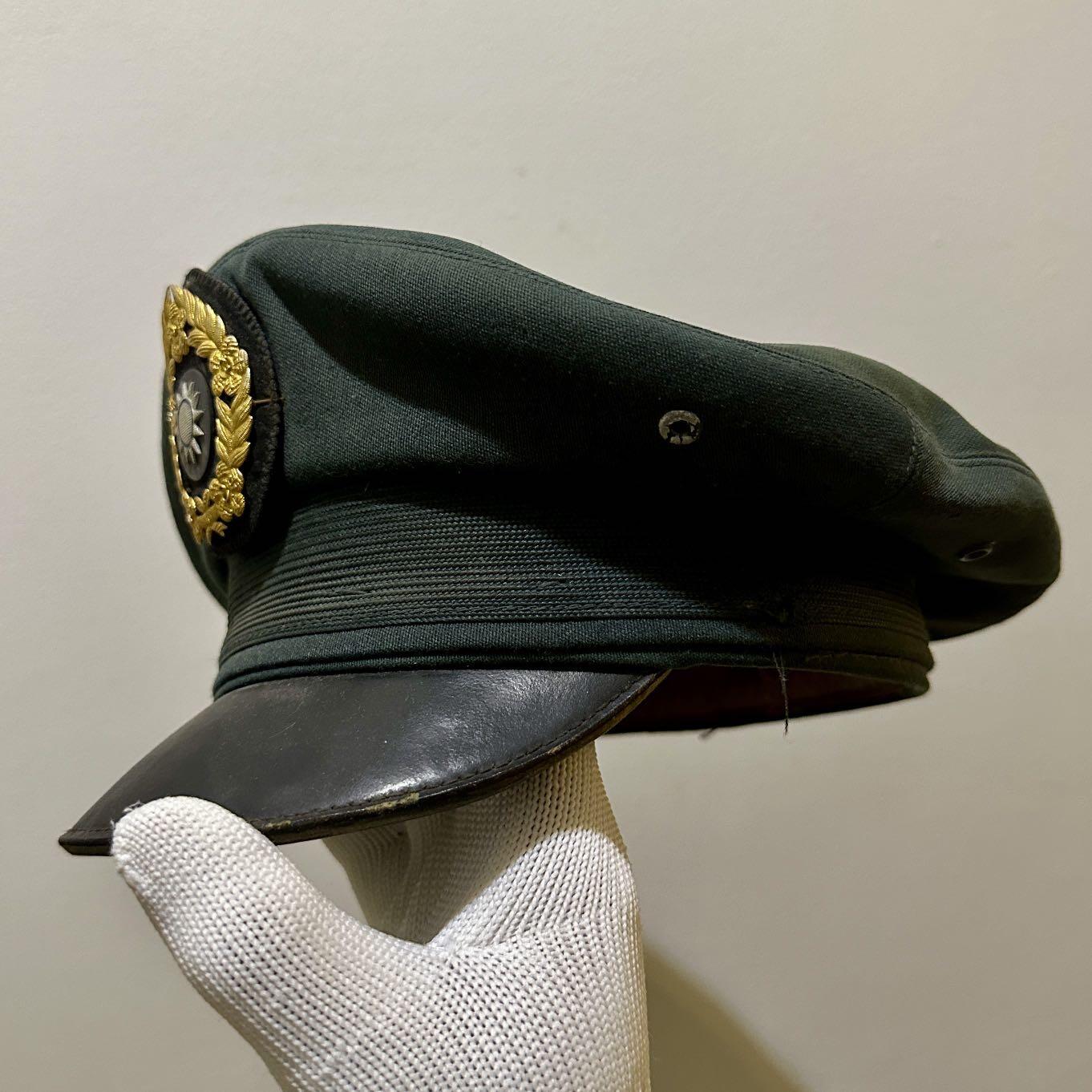 【第肆場】近代勋奖章徽章服饰杂项专场 民国时期 联勤总部制—陆军大檐帽—皮帽檐 缺风带—头围约56cm