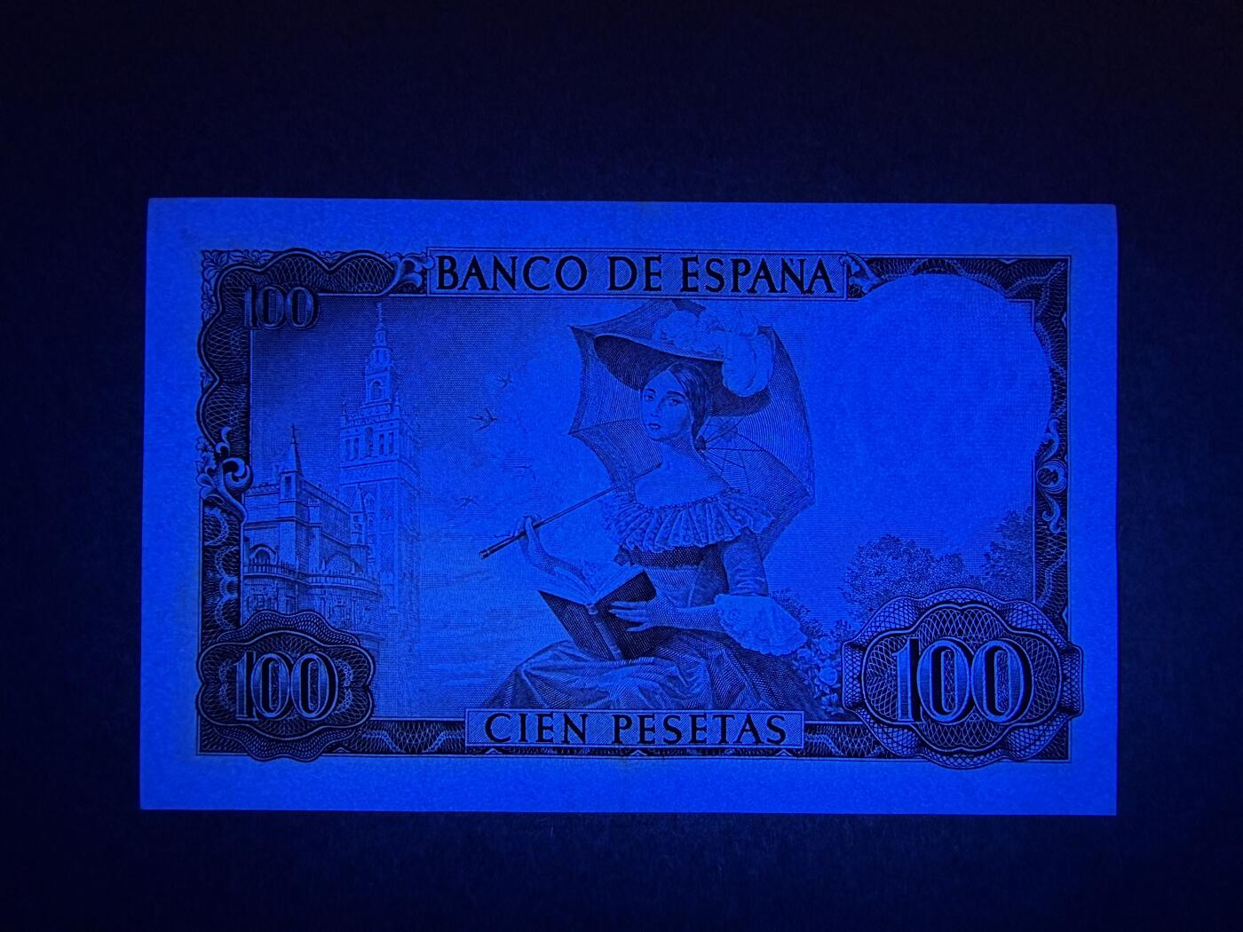 《艾美收藏》第227期-1.3周六外币黄金场-马年首拍 西班牙100比塞塔 UNC 1965年 西班牙诗人贝克尔 A冠无4