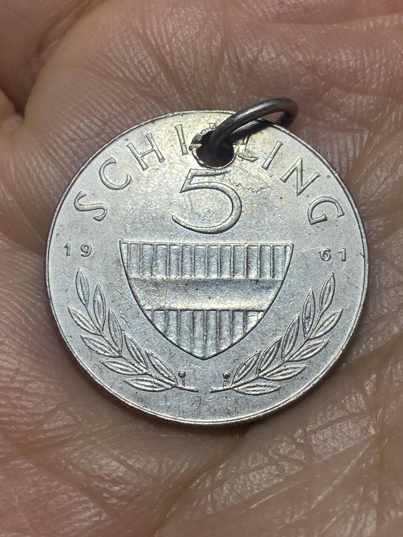 2026年第三场(总第一百七十二场）外国好品散币场(免佣金) 打孔穿环–奥地利🇦🇹1961年5先令银币(二战后共和国时期，第二版，640银)