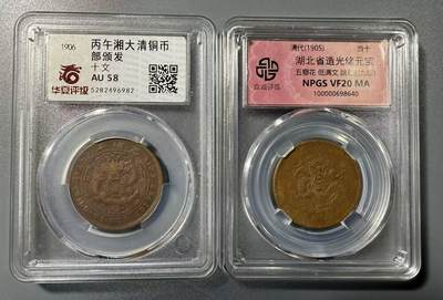 七河·世界币章小拍（总第32期） - 大清丙午“湘”十文铜币和光绪“湖北”十文铜币