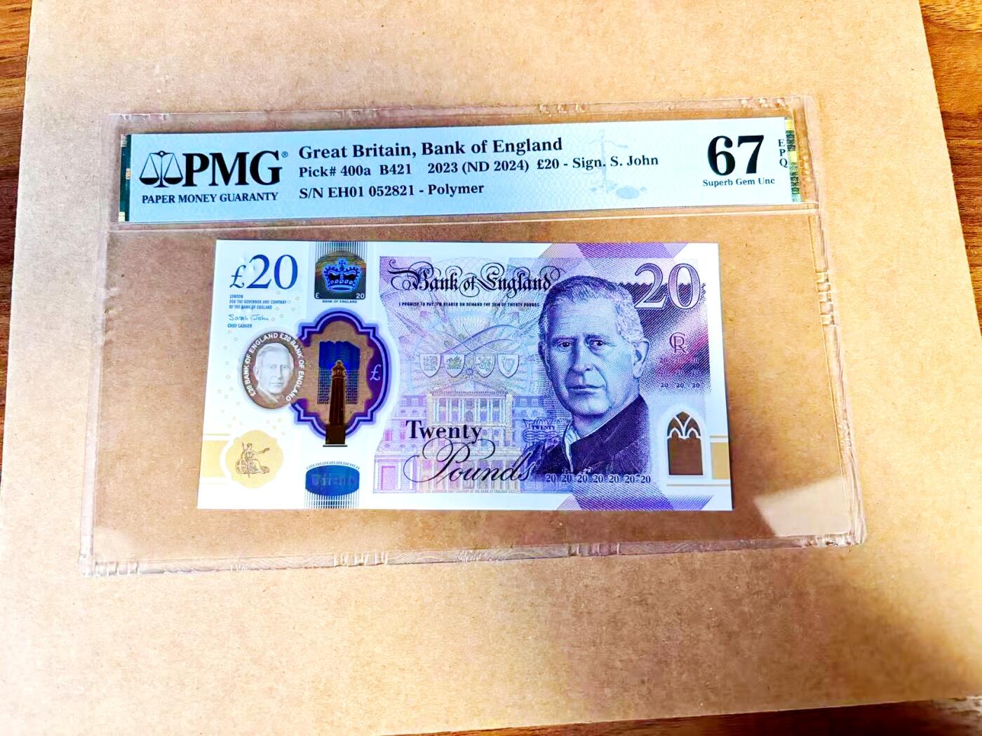 【Blue Auction】世界纸币精拍第771期——18级TOP拍卖/信誉/品质/专业/高效💫 【首发冠 无47】英国 2024年20镑 PMG67EPQ 高分