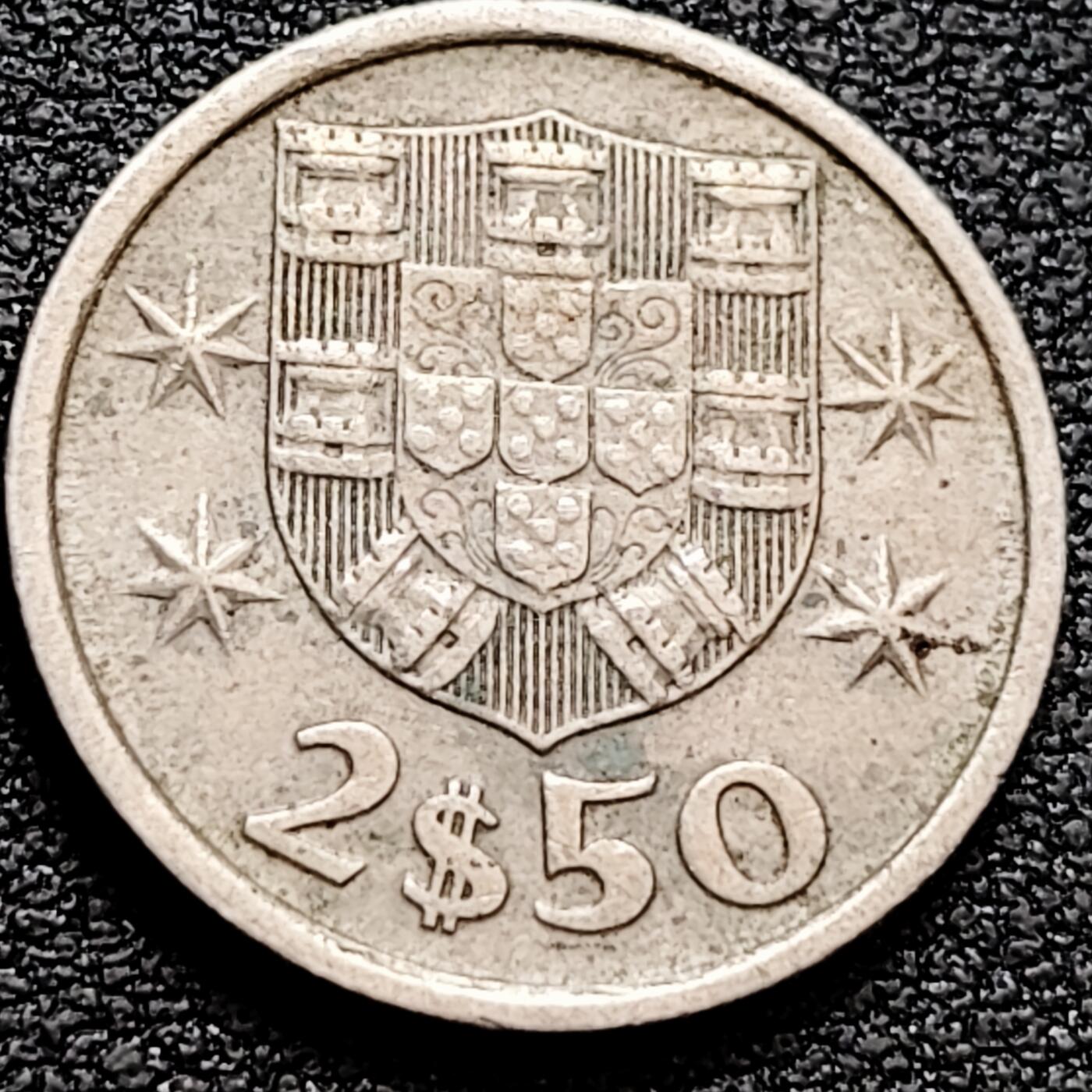 泉币菌-第160场-新年第三场 精品福利场 葡萄牙2.5埃斯库多1976年帆船硬币20mm