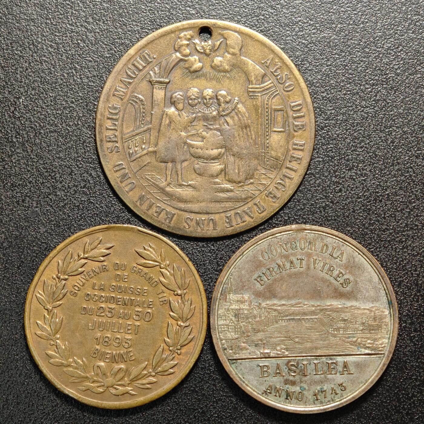 【德藏】世界币章拍卖第160期 3枚一组 射击节奖章纪念铜章 个别吊环去除 详细尺寸请看拍品介绍