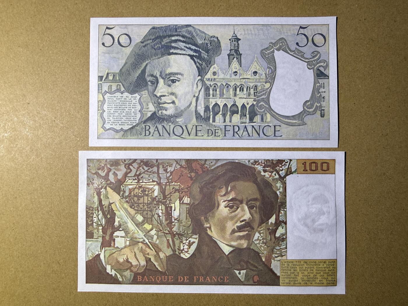 《艾美收藏》第227期-1.3周六外币黄金场-马年首拍 法国50、100法郎2张 UNC 全程无4