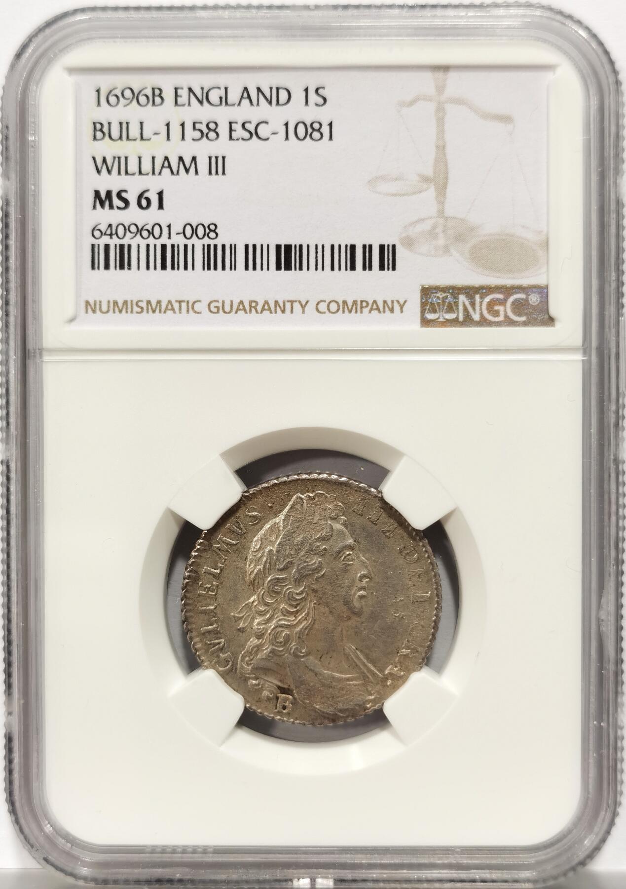 博洋堂“岁启嘉年”2026新年精品大拍专场暨第155期（全场包邮） NGC MS61 英国1696年威廉三世1先令银币