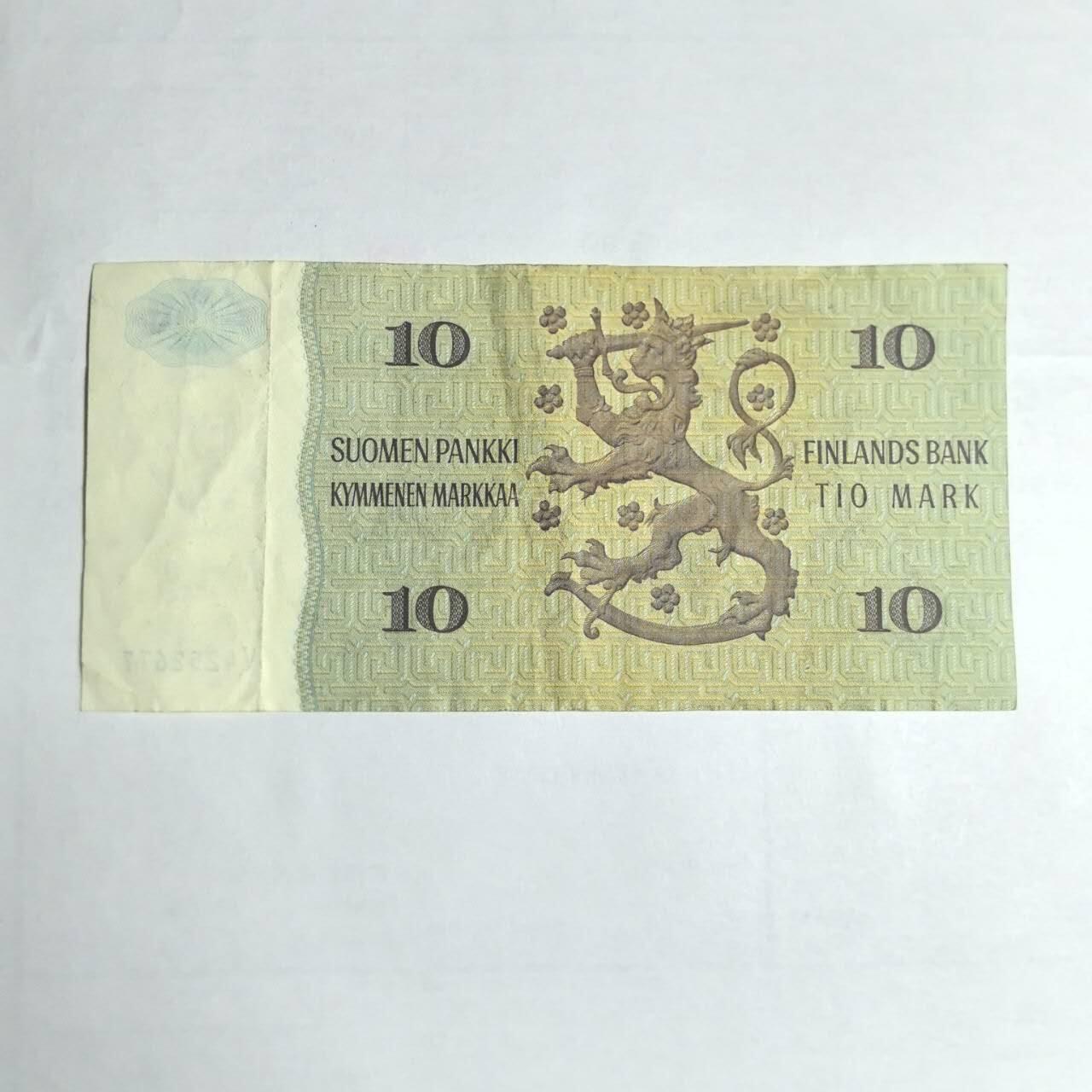 各国外币第106期 无佣金 芬兰10马克尾77（签名3）