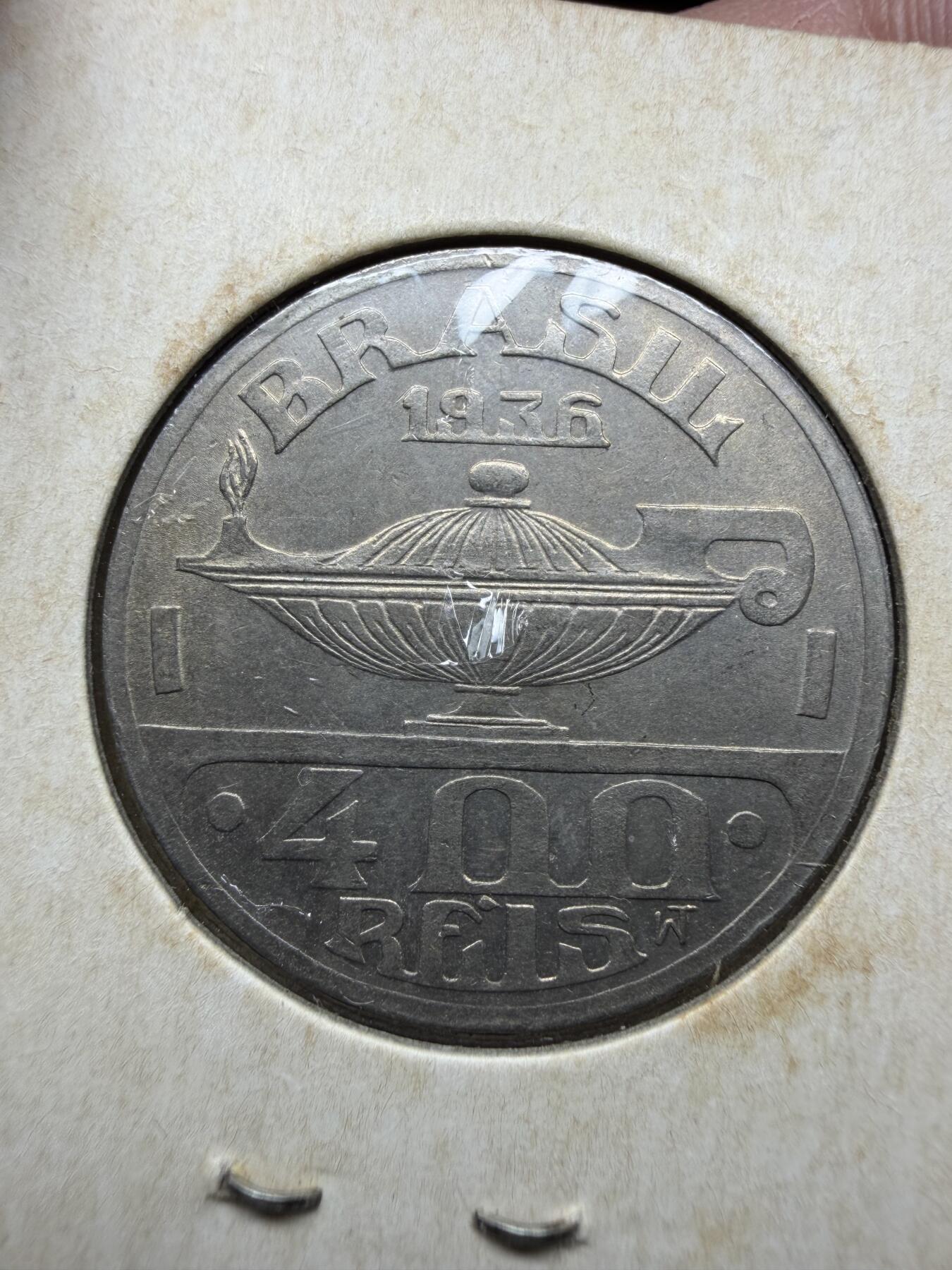 2025年集古藏今外币拍卖第十一期-第7场—（总第297拍），可以寄存60天，满160元包邮。 1936年巴西400瑞斯