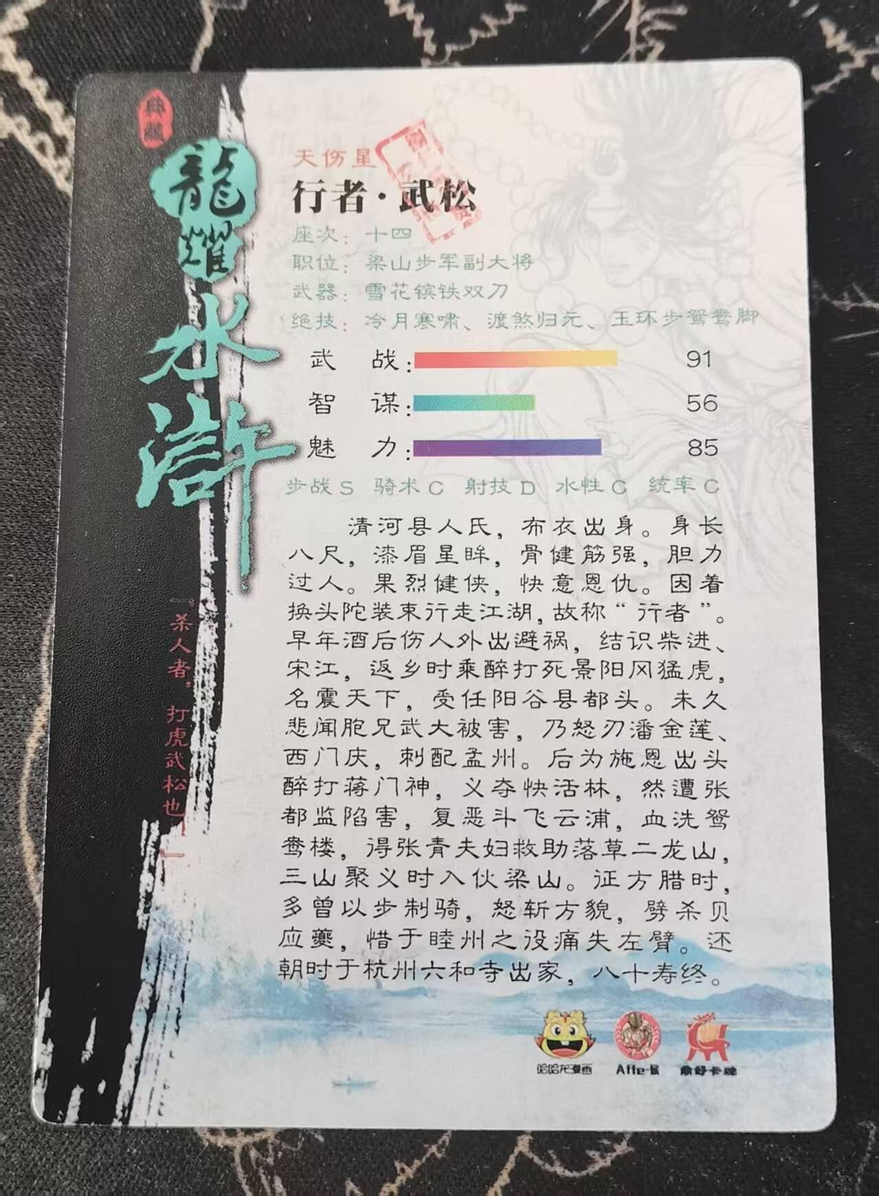 龙虎卡牌-七零场，2026首场，全场包邮！！（无佣金，周六结拍，欢迎送拍） 半粗  龙耀水浒大套拆出 异色 武松
