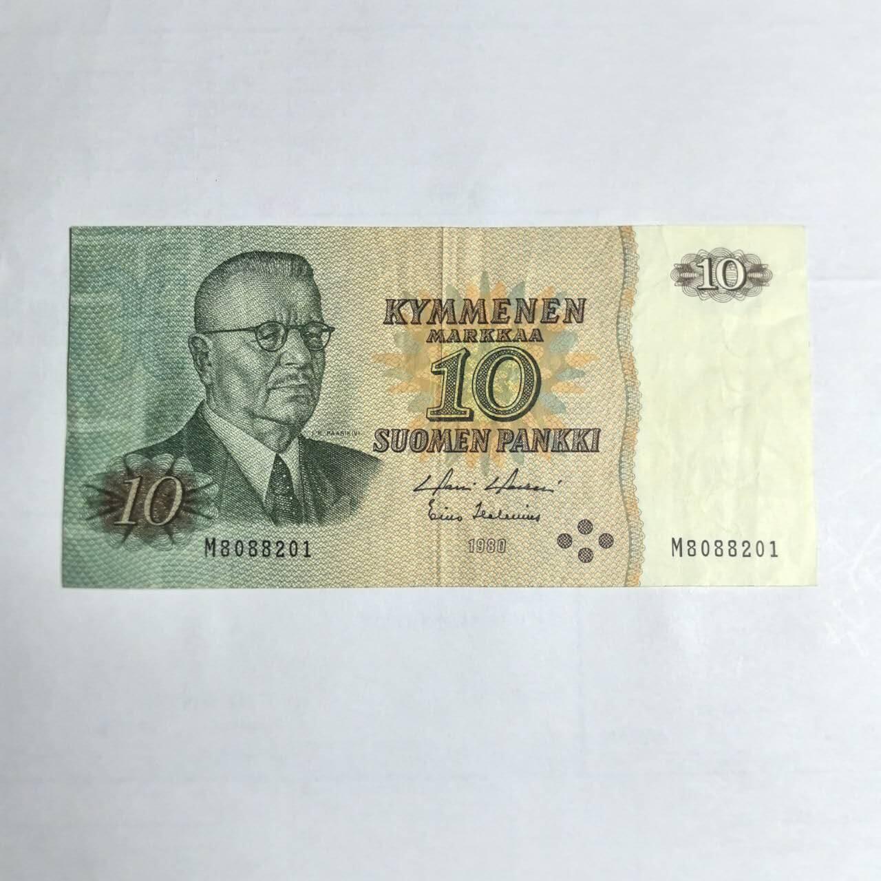 各国外币第106期 无佣金 芬兰10马克尾01（签名5）