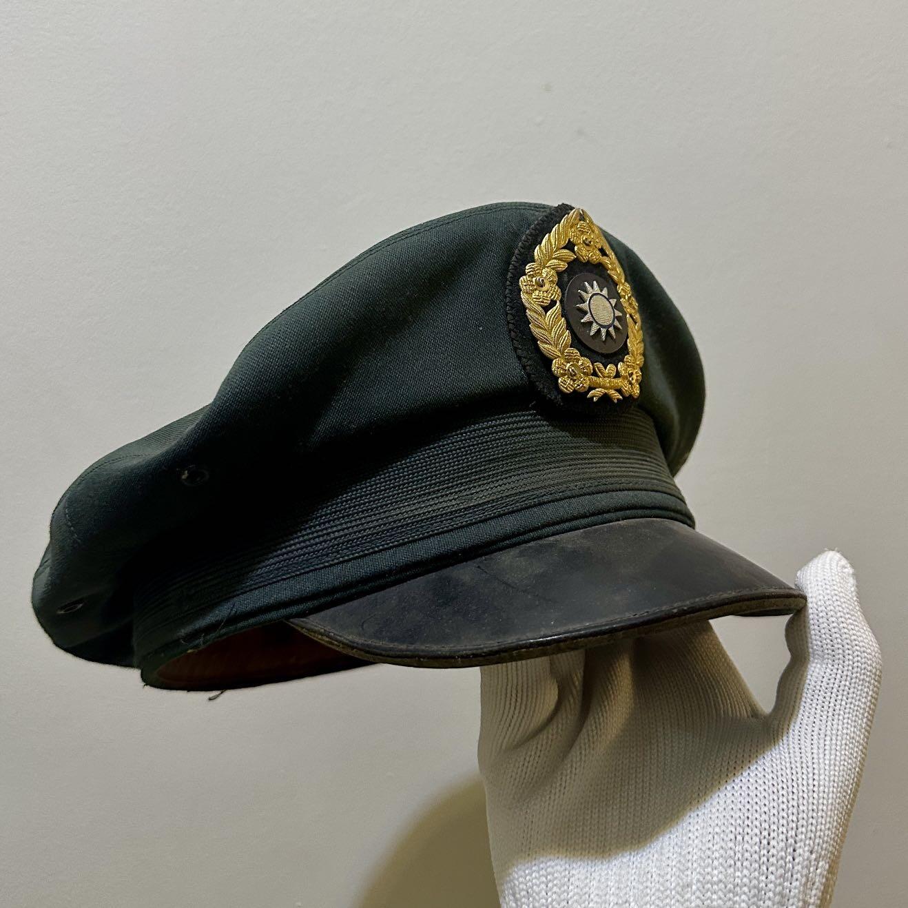 【第肆場】近代勋奖章徽章服饰杂项专场 民国时期 联勤总部制—陆军大檐帽—皮帽檐 缺风带—头围约56cm