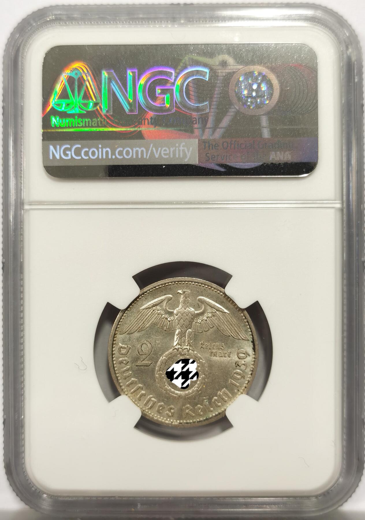 博洋堂“岁启嘉年”2026新年精品大拍专场暨第155期（全场包邮） NGC MS62 德国1939年A版兴登堡2马克银币 币面干净清爽