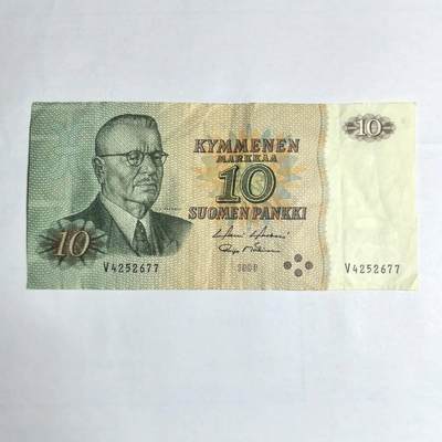 各国外币第106期 无佣金 - 芬兰10马克尾77（签名3）