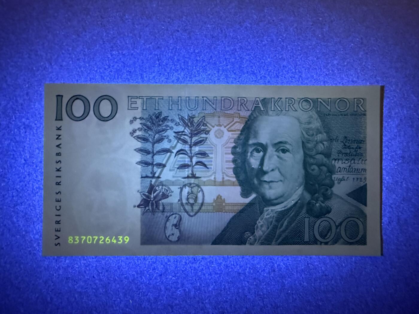 《艾美收藏》第227期-1.3周六外币黄金场-马年首拍 瑞典100克朗 UNC 1998年 初版 瑞典自然科学家林奈