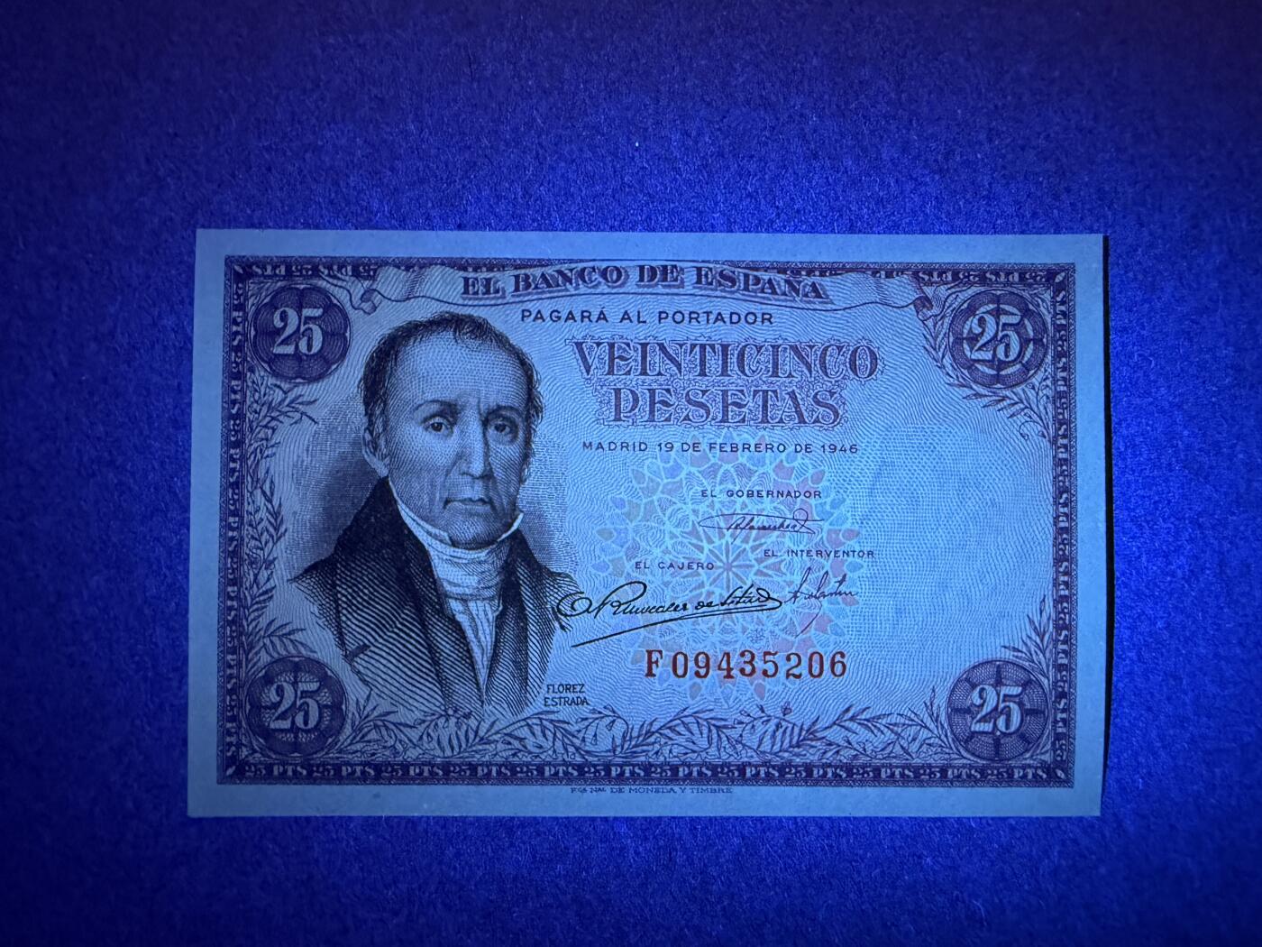 《艾美收藏》第227期-1.3周六外币黄金场-马年首拍 西班牙25比塞塔 UNC 1946年老版本