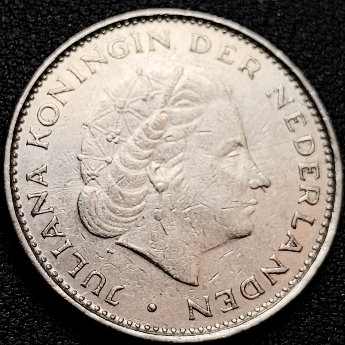 泉币菌-第160场-新年第三场 精品福利场 立狮皇冠 荷兰1969年2.5盾镍制硬币 朱丽安娜女王 29毫米10g