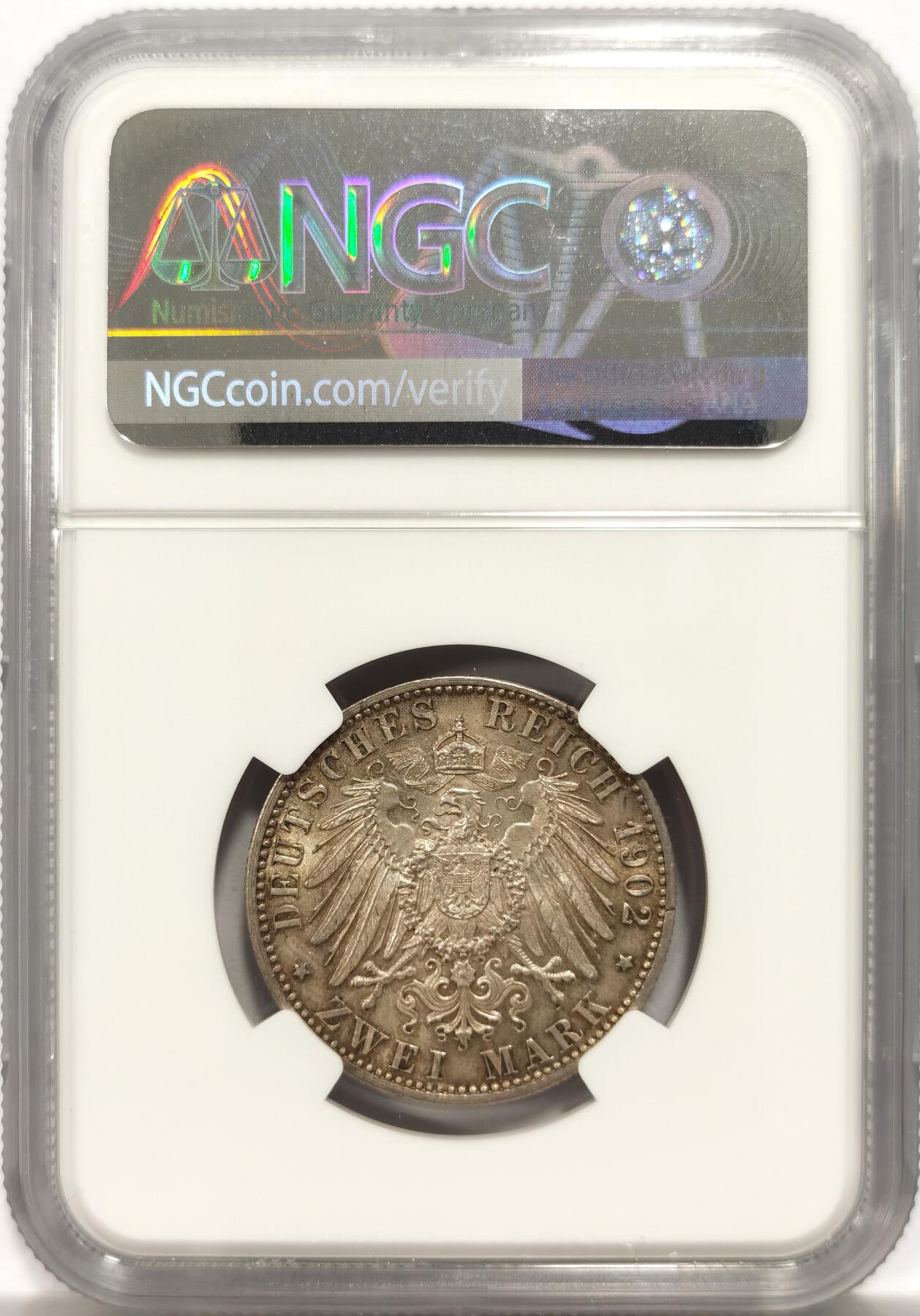 博洋堂“岁启嘉年”2026新年精品大拍专场暨第155期（全场包邮） NGC MS62 德国巴登1902年登基纪念2马克银币