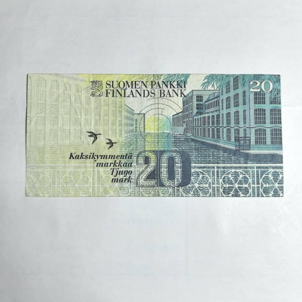 各国外币第106期 无佣金 芬兰20马克尾49（签名7）