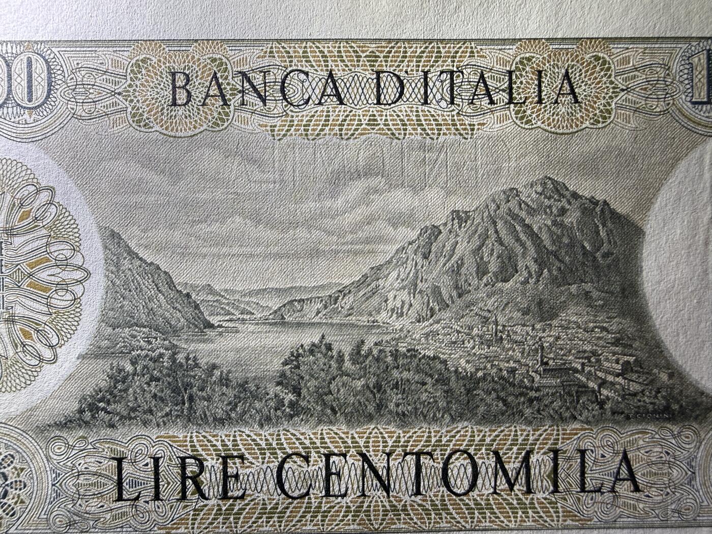 《艾美收藏》第227期-1.3周六外币黄金场-马年首拍 意大利100000里拉 UNC 1970年 意大利作家曼佐尼 稀少品种