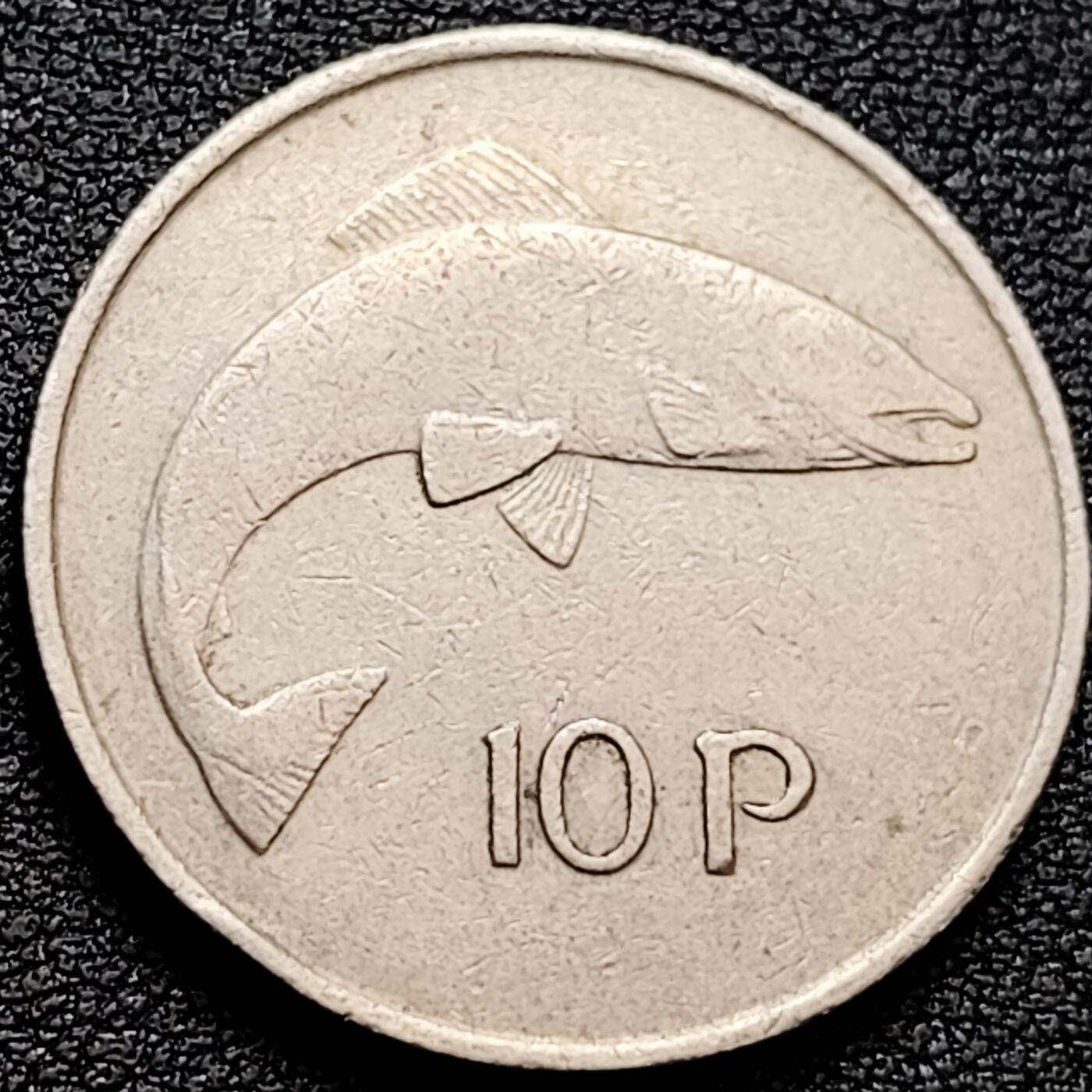 泉币菌-第160场-新年第三场 精品福利场 鲑鱼 爱尔兰1975年 10便士白铜硬币 竖琴 28.5毫米