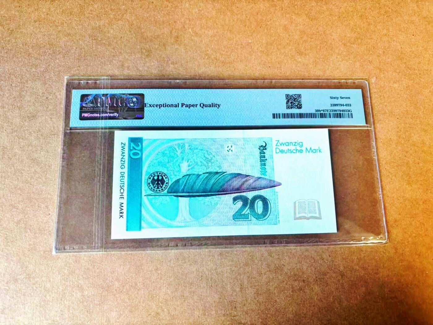 【Blue Auction】世界纸币精拍第771期——18级TOP拍卖/信誉/品质/专业/高效💫 【ZAA补号】德国 1993年20马克 PMG67EPQ 