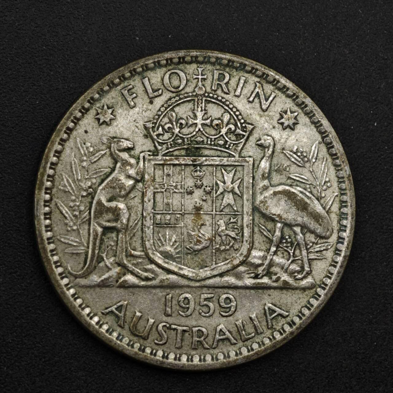 【淘币小摊】限时拍第八百三十九拍  散币银币场  满百包邮可预留两周  周一统一发货  澳大利亚1959年乔治六世弗洛林银币参考银价95