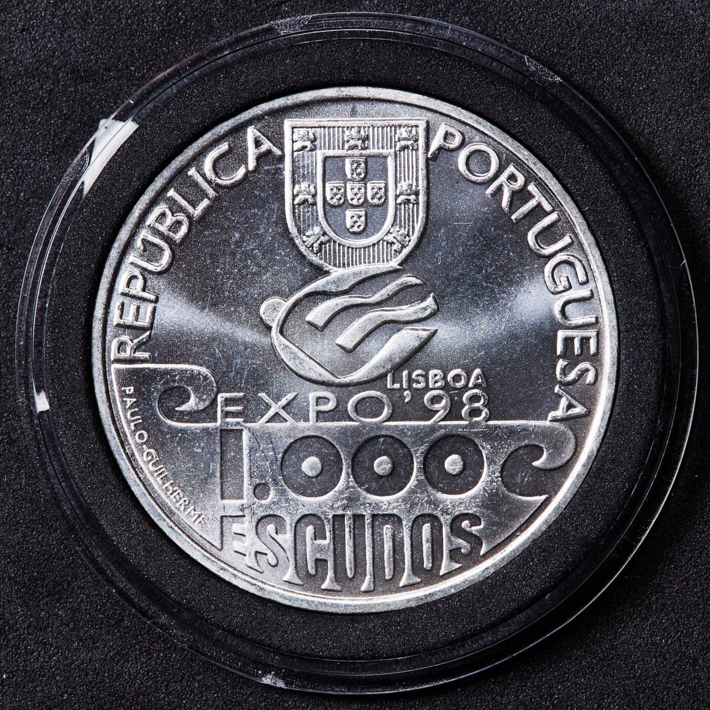 【俄甄集藏】2026年(046)01-07 星期三 晚 19:30 全场包邮 葡萄牙1999年里斯本世博会暨大西洋航海千年1000埃斯库多大银币，重27克，50%银
