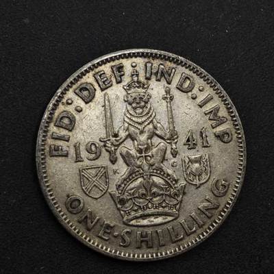 【淘币小摊】限时拍第八百三十九拍  散币银币场  满百包邮可预留两周  周一统一发货  - 英国1941年乔治六世一先令银币参考银价47