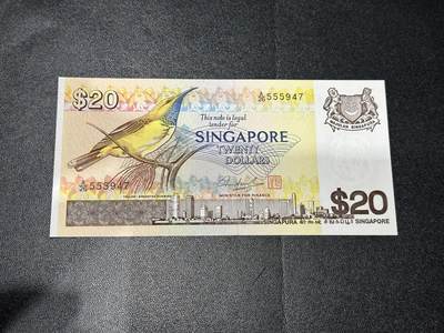 《外钞收藏家》第五百九十九期（畅拍场）（本平台长期征集拍品、欢迎藏友们联系合作） - 新加坡鸟版20元 全新 轻微潮点