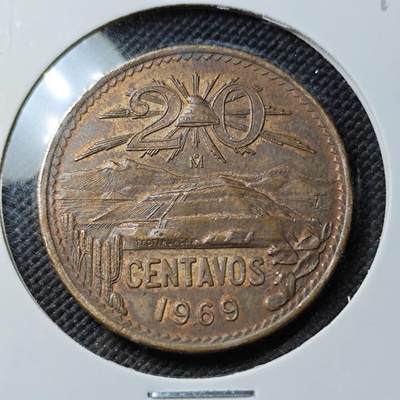 KK钱币收藏小铺  第384期  2月预留时间 周末发货 -  1969墨西哥20分铜币